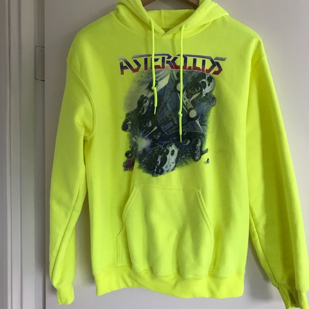 Neon yellow hooded sweatshirt